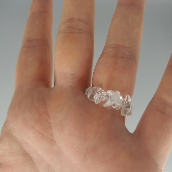 Clear and Blue Swarovski Beaded Ring - Picture 3 of 8